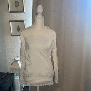 Cache stylish ivory wrap sweater